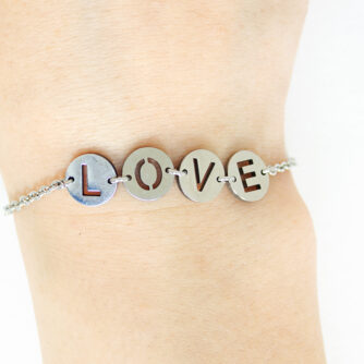Bracelet 4 lettres acier inoxydable love estoneetmoi