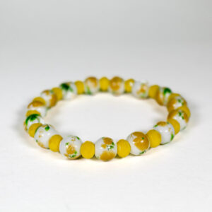 Bracelet perles céramique et perles en verre jaune
