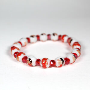 Bracelet perles céramique et perles en verre rouge